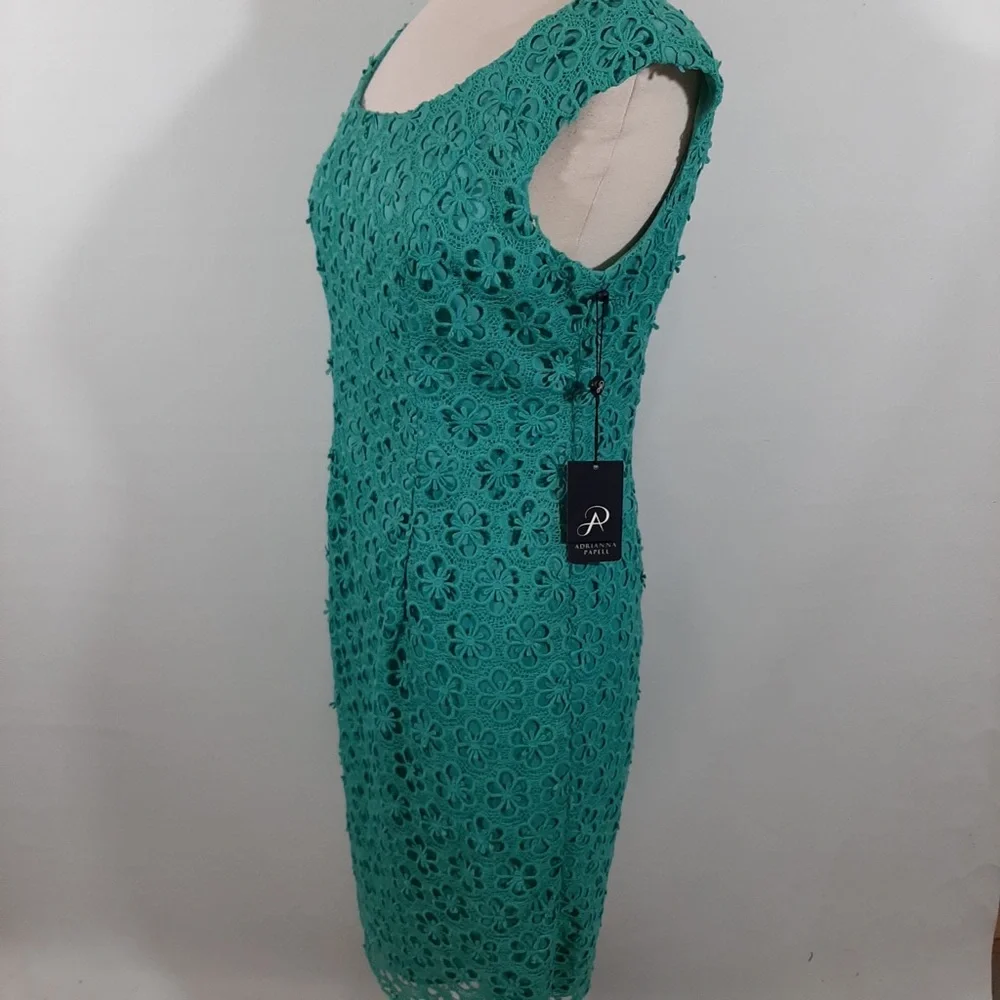 NWT Adriana Papell lace overlay turquoise blue dress 10 - Picture 15 of 15